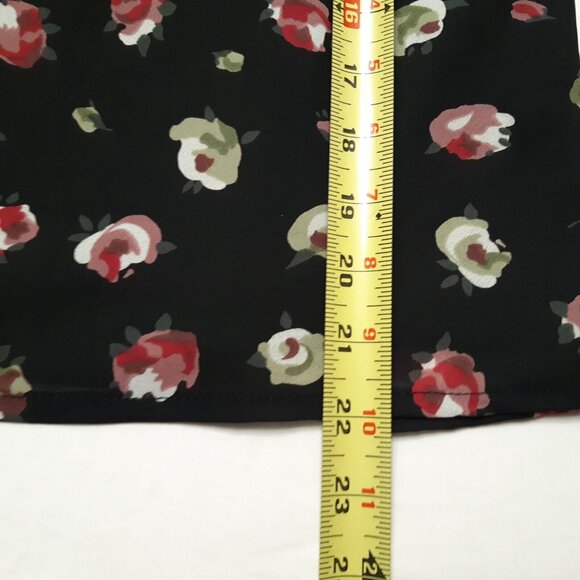 Chapter One Top Womens Large Black Floral Short Sleeve Lined 38 in Chest - Picture 5 of 13